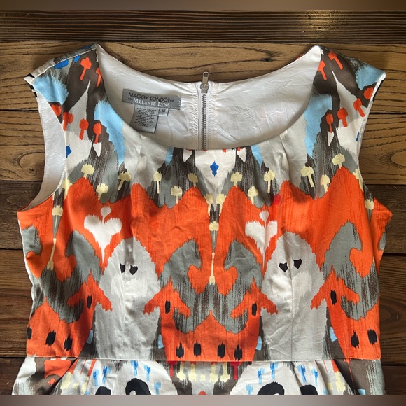 MAGGY LONDON for Melanie Lyne • abstract sleeveless sheath dress artsy size 16 - Picture 3 of 16